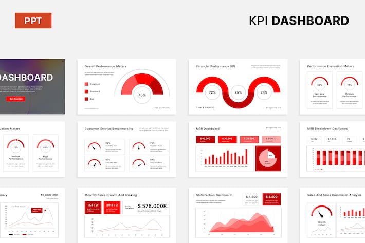 Minimalist-white-red-kpi-dashboard-presentation- PPT派