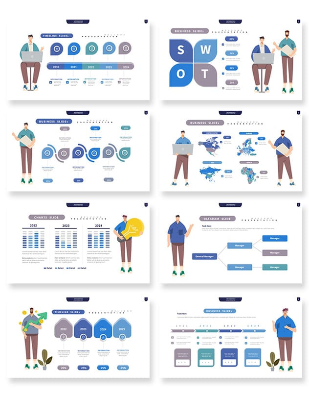 信息图形数据展示演讲PPT模板 - PPT派