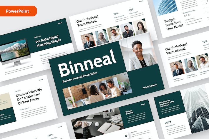 蓝绿色商务建议书提案PPT模板 - PPT派