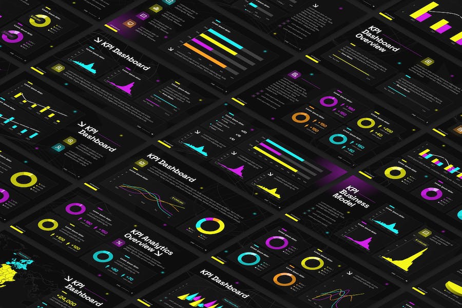 创意KPI仪表板数据展示PPT模板 - PPT派