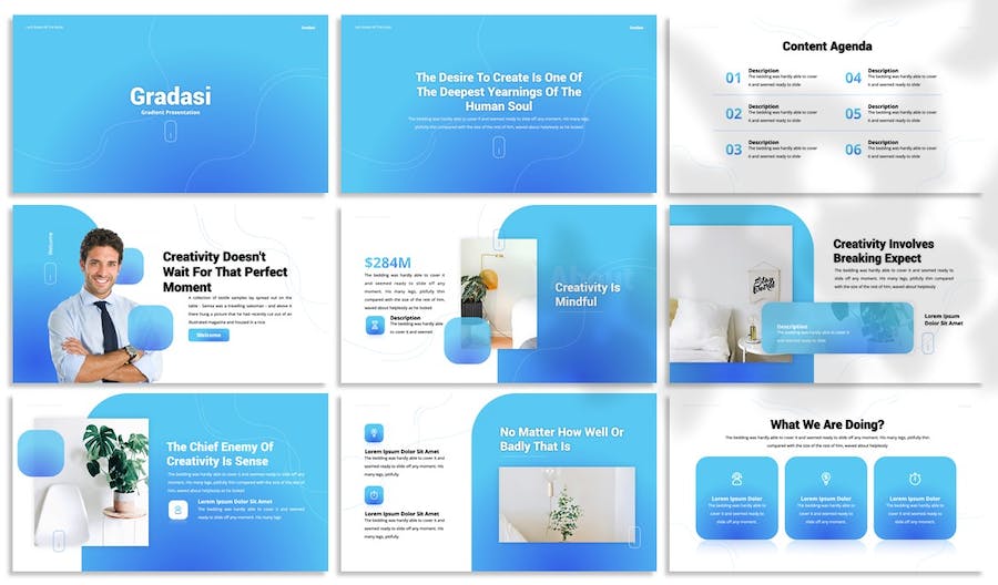 蓝色渐变坡度注释记录Keynote模板 - PPT派