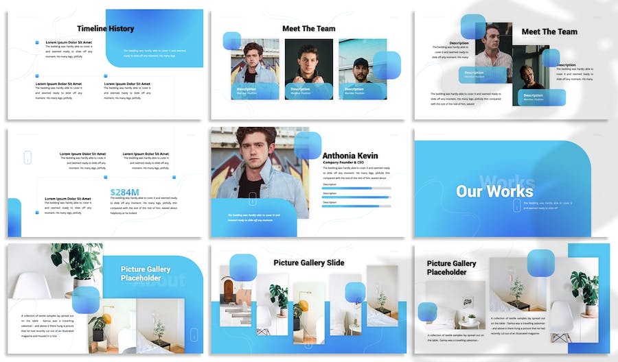 蓝色渐变坡度注释记录Keynote模板 - PPT派