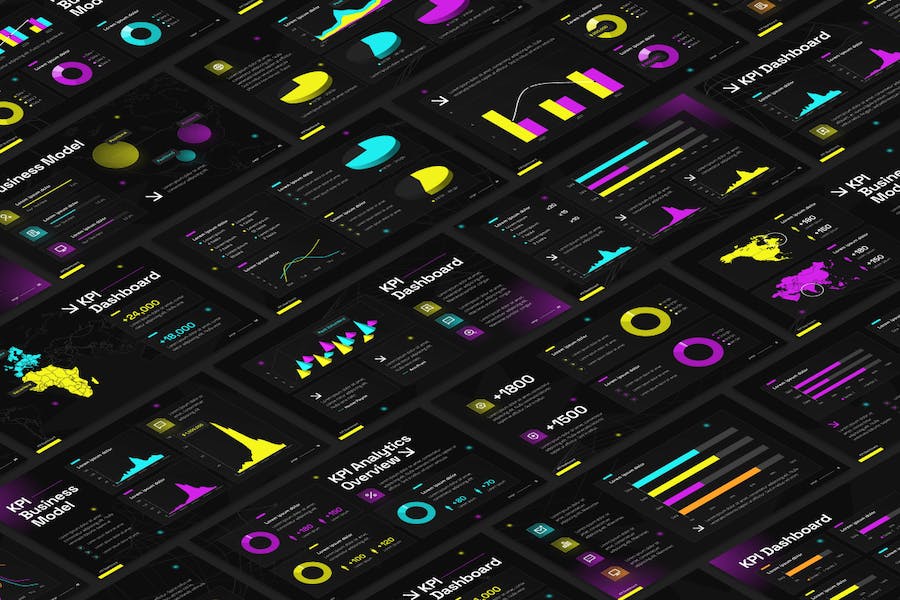 创意KPI仪表板数据展示PPT模板 - PPT派