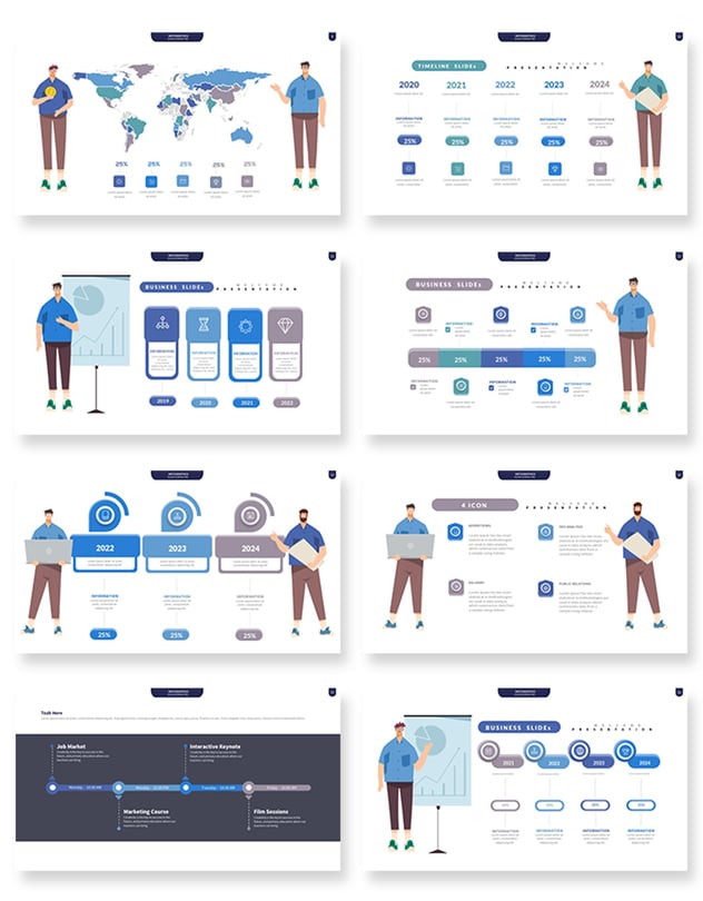 信息图形数据展示演讲PPT模板 - PPT派