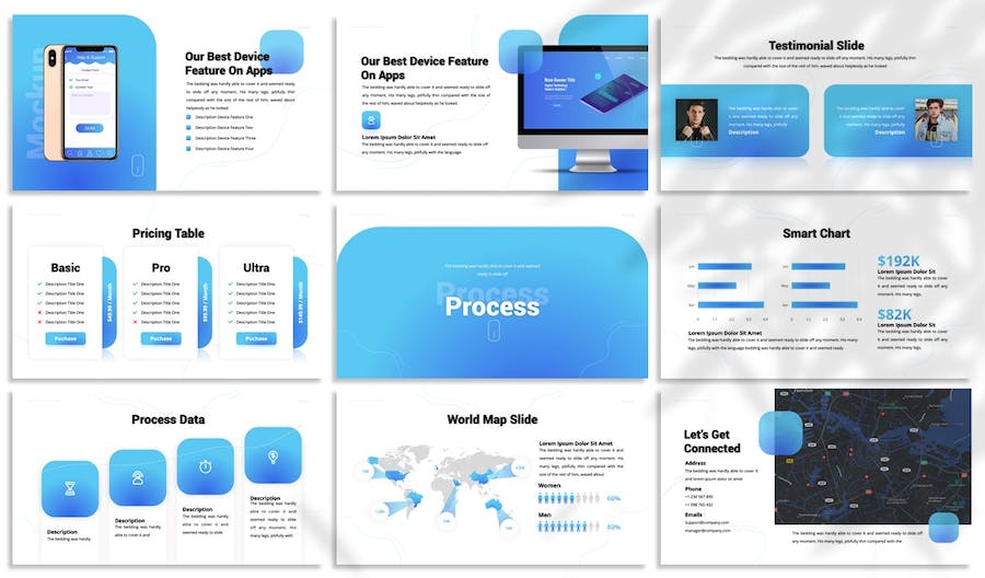 蓝色渐变坡度注释记录Keynote模板 - PPT派