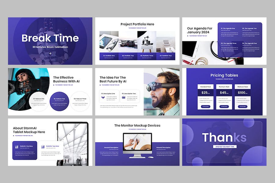 人工智能创意设计展示PPT模板 - PPT派