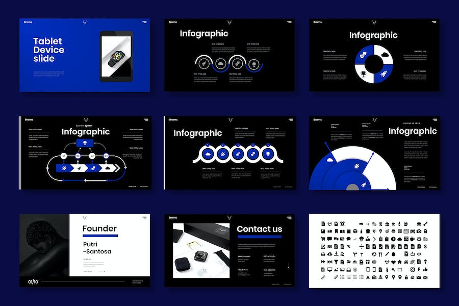 蓝黑色科技商务项目提案Keynote模板 - PPT派