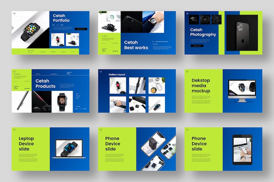 蓝绿商务产品展示PowerPoint模板 - PPT派