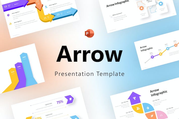 多色彩箭头信息图形图表PPT模板 - PPT派