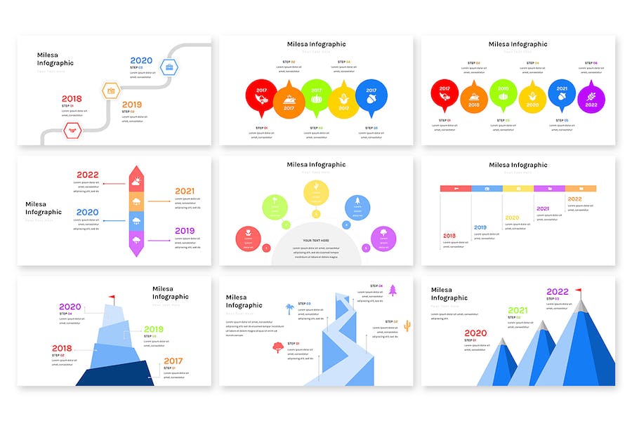 彩色步骤流程信息图形keynote模板 - PPT派