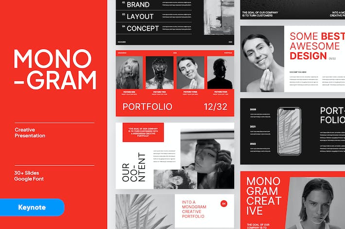 创意字母排版作品集Keynote模板 - PPT派