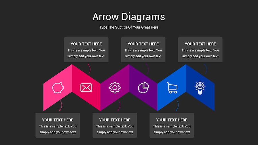箭头图表深色注释记号Keynote模板 - PPT派
