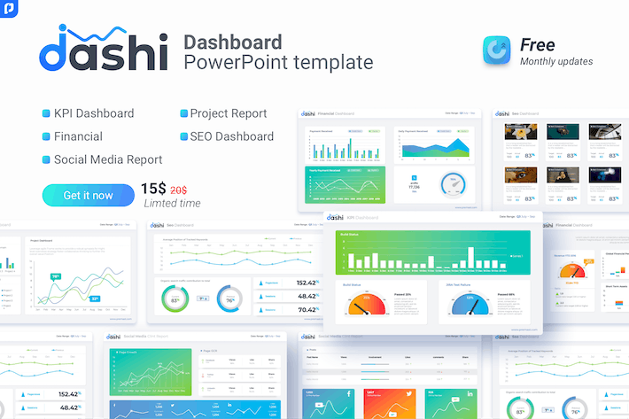 数据仪表板可视化展示PPT模板 - PPT派