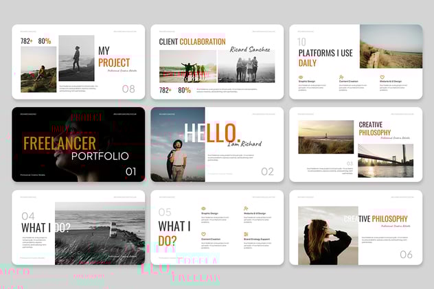 设计作品集投资组合展示keynote模板 - PPT派