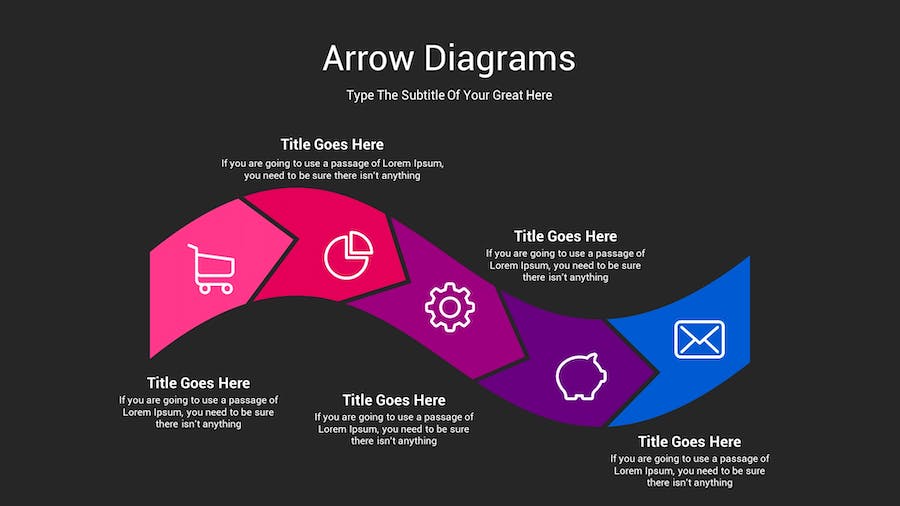 箭头图表深色注释记号Keynote模板 - PPT派