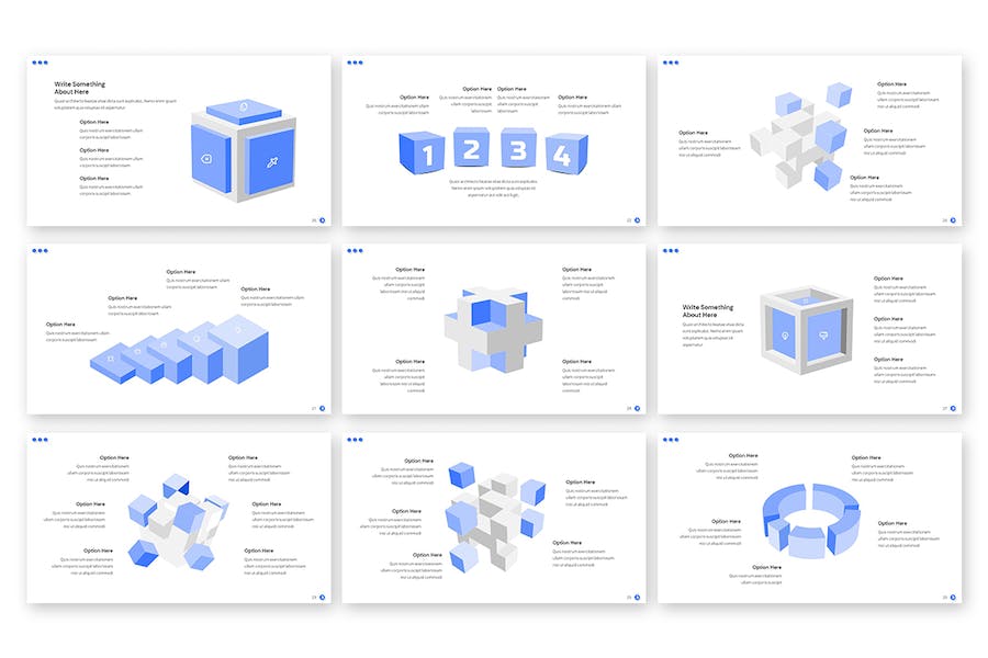 淡蓝色阶梯方块金字塔图形keynote模板 - PPT派