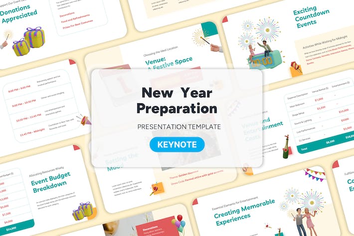 2024新年派对新年祝福新年活动策划keynote模板- PPT派