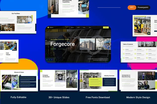 制造业工厂生产流程PPT模板 - PPT派
