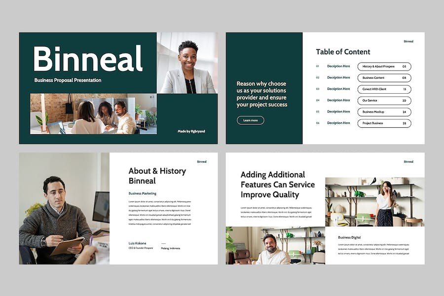 蓝绿色商务建议书提案PPT模板 - PPT派