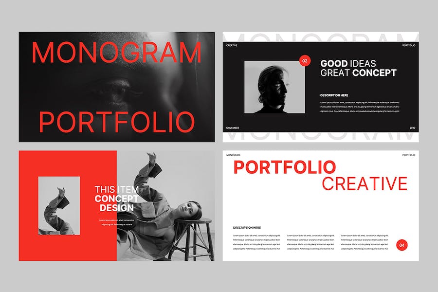 创意字母排版作品集Keynote模板 - PPT派