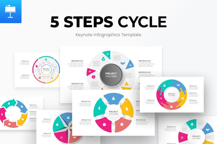 5个步骤周期信息图形keynote模板- PPT派