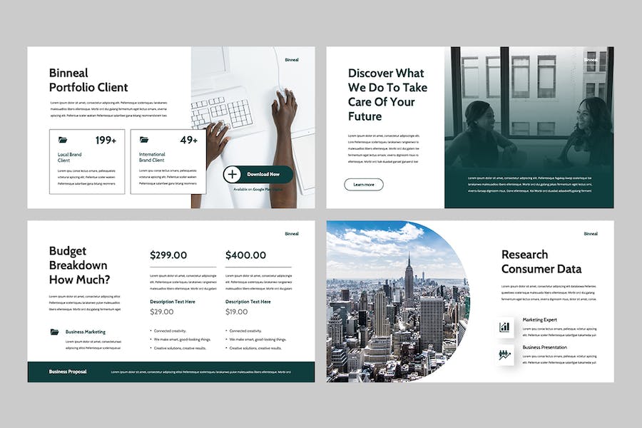 蓝绿色商务建议书提案PPT模板 - PPT派