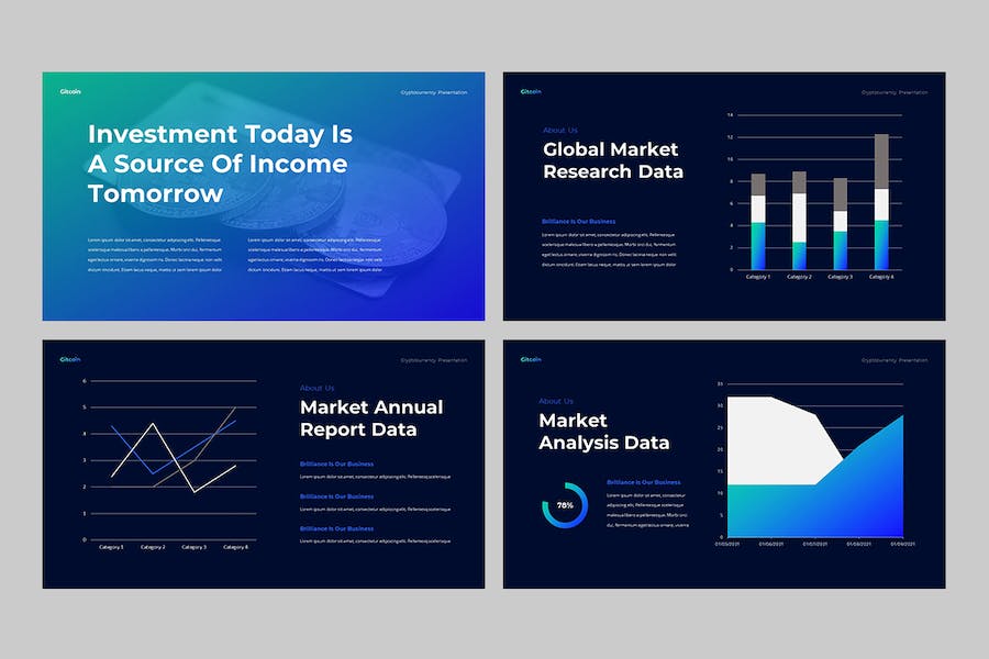 吉特币加密货币区块链投资Keynote模板 - PPT派