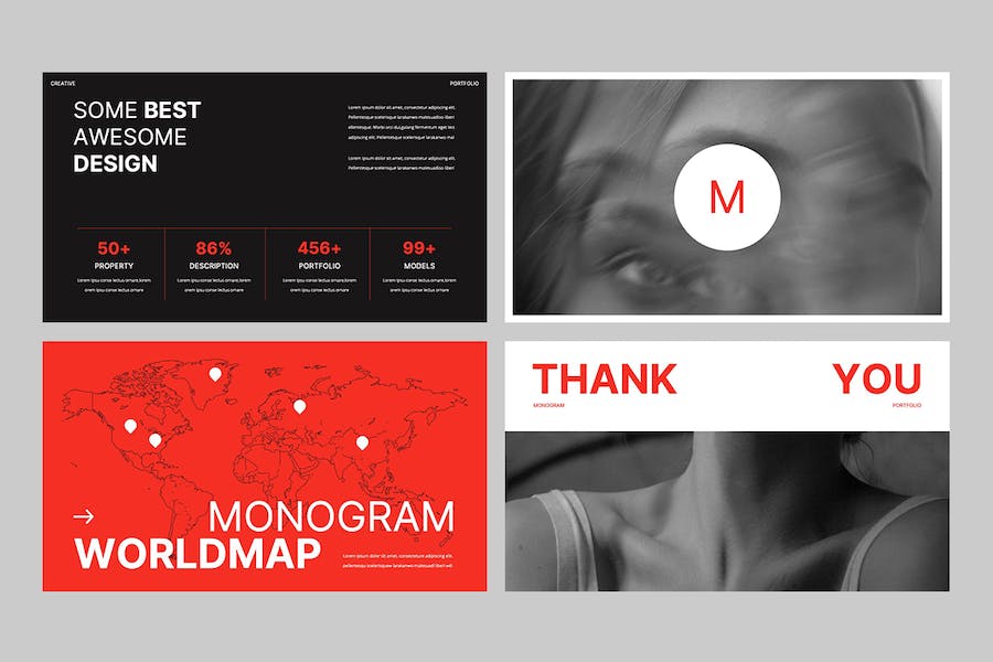 创意字母排版作品集Keynote模板 - PPT派