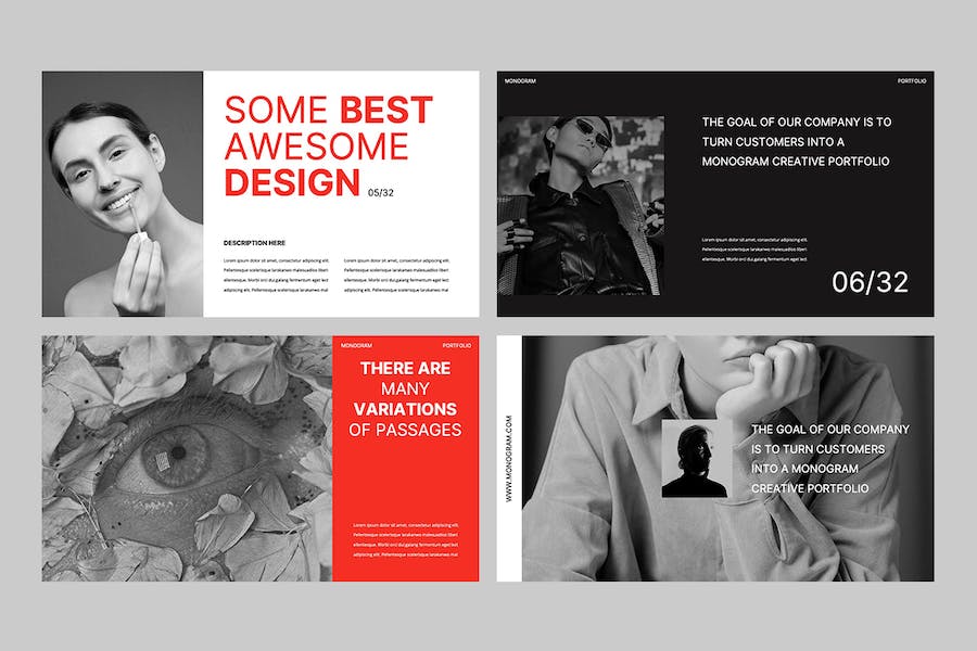 创意字母排版作品集Keynote模板 - PPT派