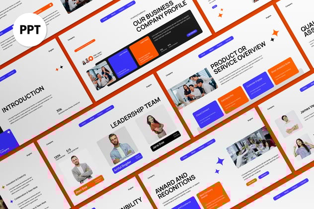 白橙现代企业公司简介品牌宣传展示PPT模板 - PPT派