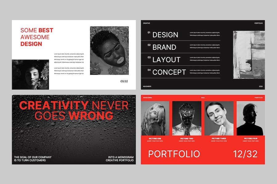 创意字母排版作品集Keynote模板 - PPT派