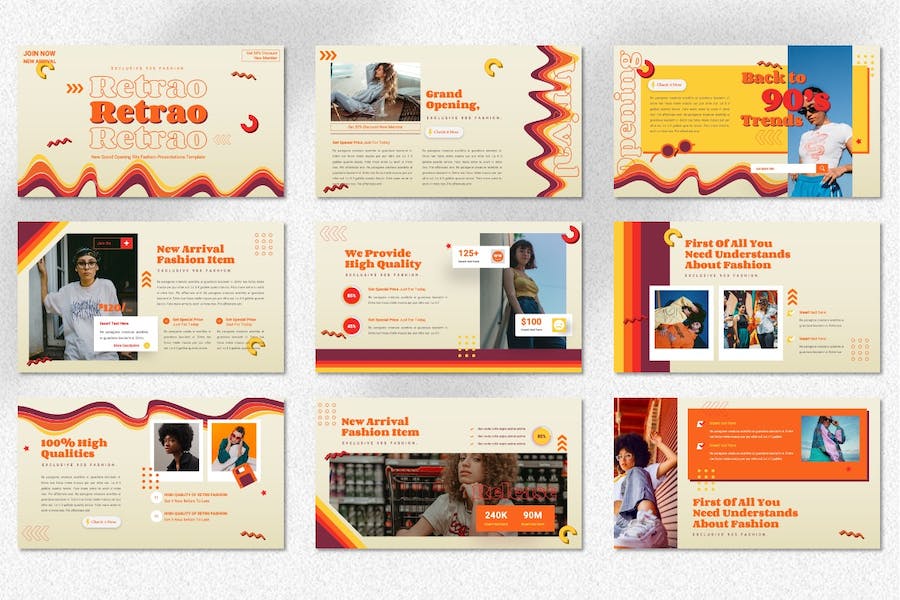 复古怀旧90年代风格展示PPT模板 - PPT派