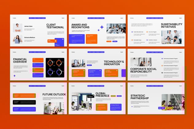 白橙现代企业公司简介品牌宣传展示PPT模板 - PPT派