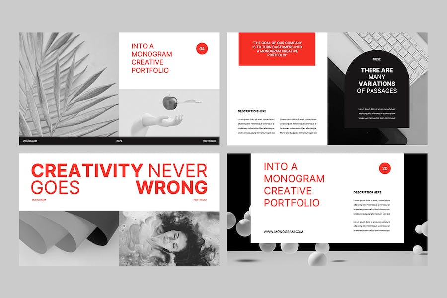 创意字母排版作品集Keynote模板 - PPT派