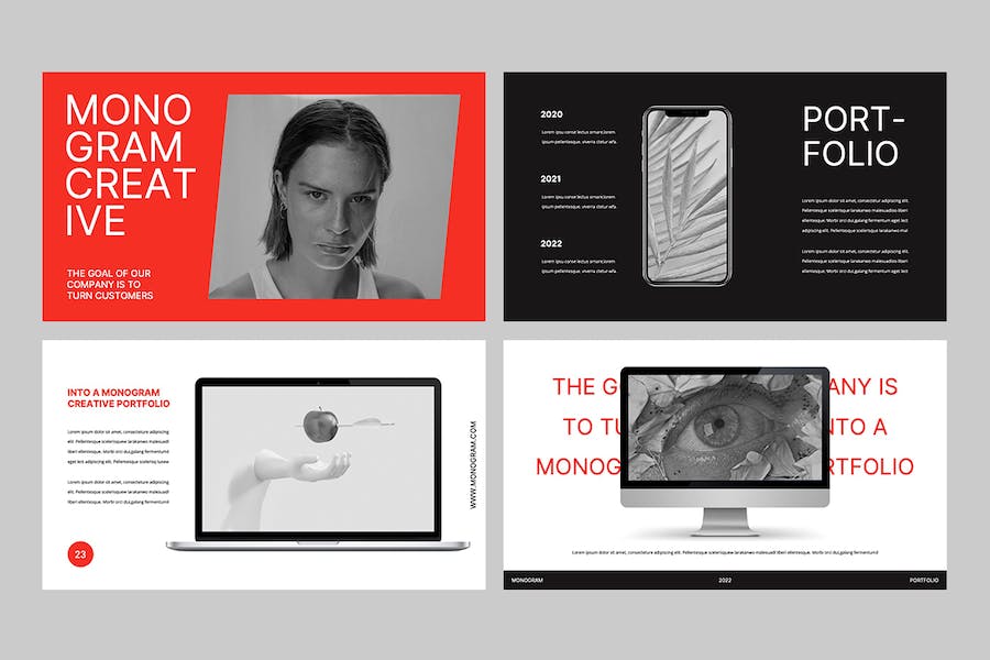 创意字母排版作品集Keynote模板 - PPT派