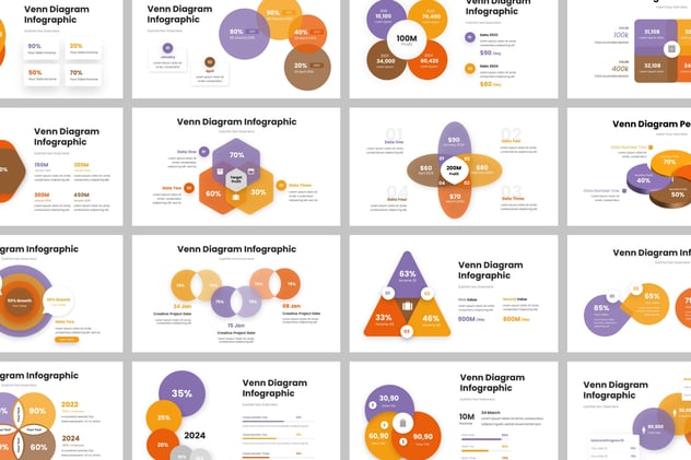 彩色文氏图维恩图PPT模板 - PPT派