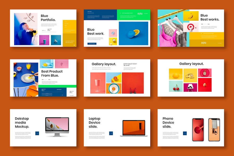 蓝色多彩图片拼贴商务Keynote模板 - PPT派