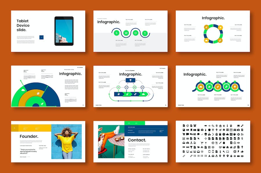蓝色多彩图片拼贴商务Keynote模板 - PPT派