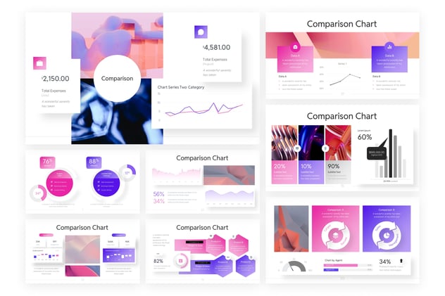 对比分析信息图表数据展示对标PPT模板 - PPT派