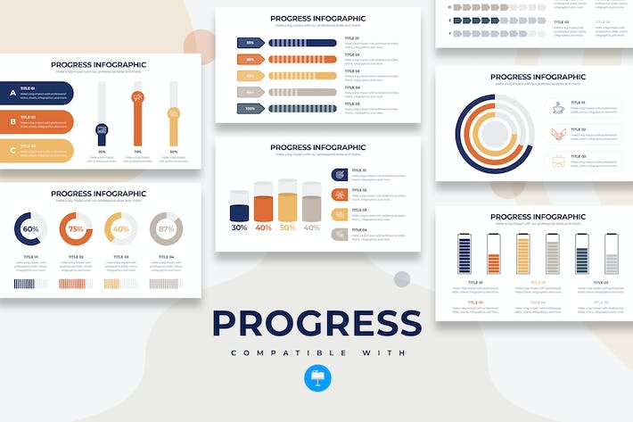 业务进度展示流程信息图形Keynote模板 - PPT派