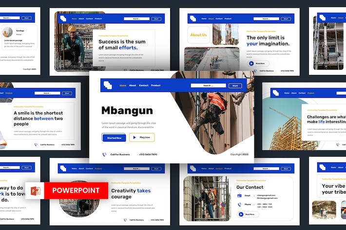 欧美专业建筑施工报告PPT模板 - PPT派