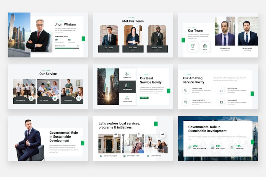 政府城市职能部门报告PPT模板 - PPT派