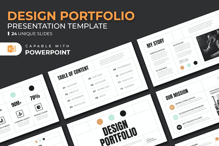 作品集设计展示方案PPT模板 - PPT派