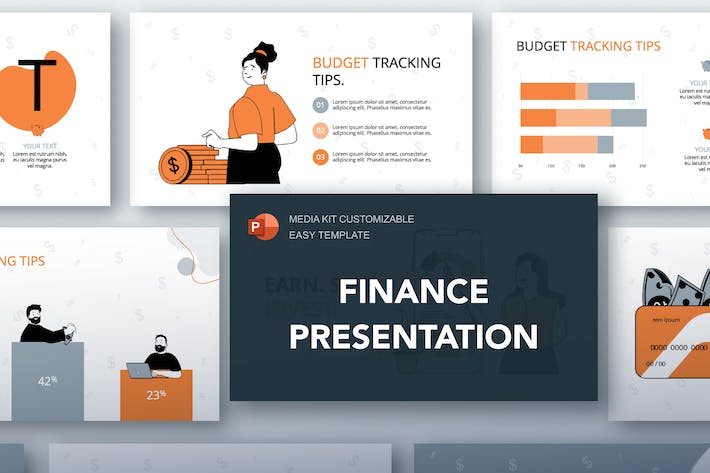 卡通人物插画金融理财主题PPT图解 - PPT派