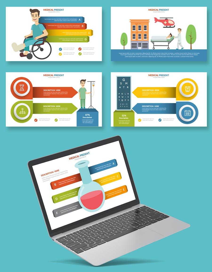 医院网络宣传推广插画图形PPT模板 - PPT派