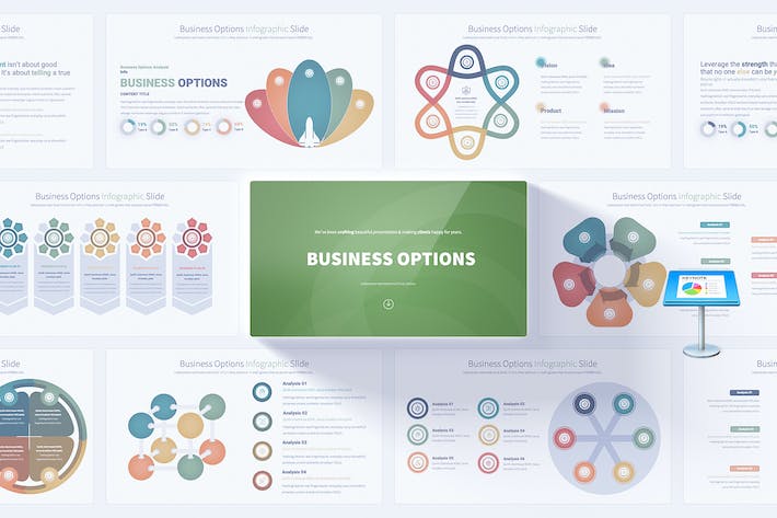 多色彩业务数据分析主题信息图形图表keynote模板- PPT派