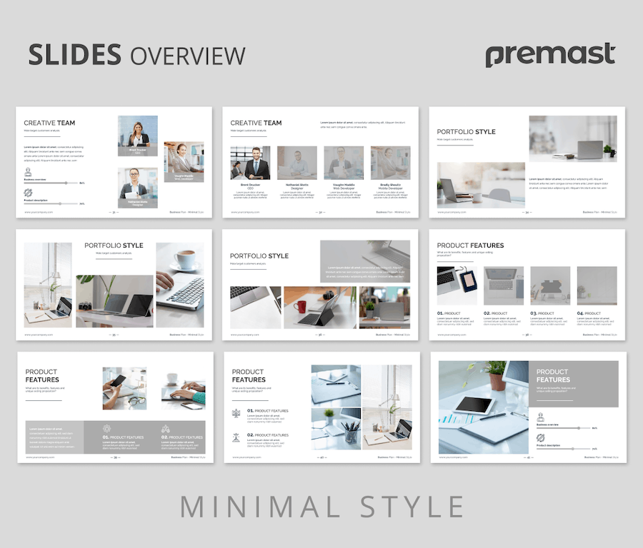 极简风格室内设计商业计划书PPT模板 - PPT派