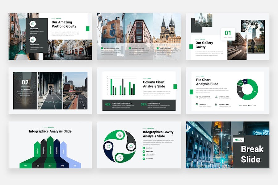 政府城市职能部门报告PPT模板 - PPT派