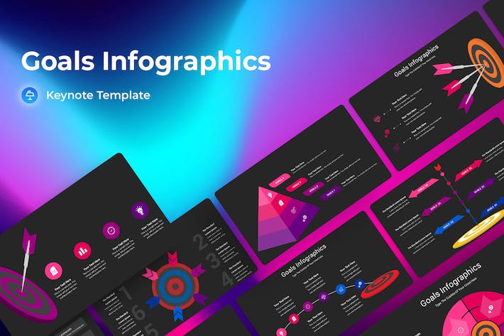 目标信息图表深色主题Keynote模板 - PPT派