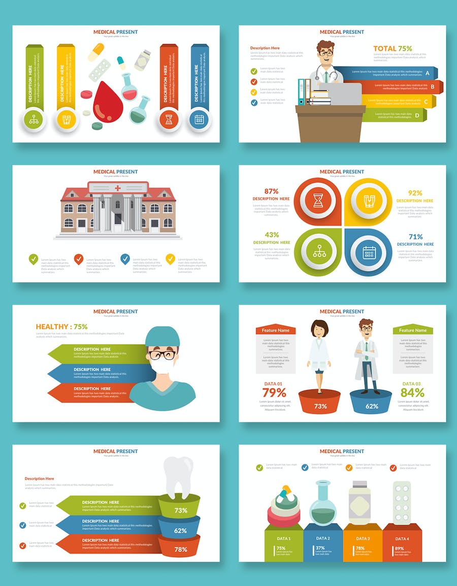 医院网络宣传推广插画图形PPT模板 - PPT派